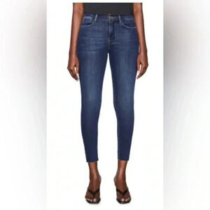 New $228 FRAME blue Le High Rise Skinny Dublin Chew Ankle Denim Jeans Sz 25